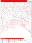 Long Beach  Wall Map Red Line Style